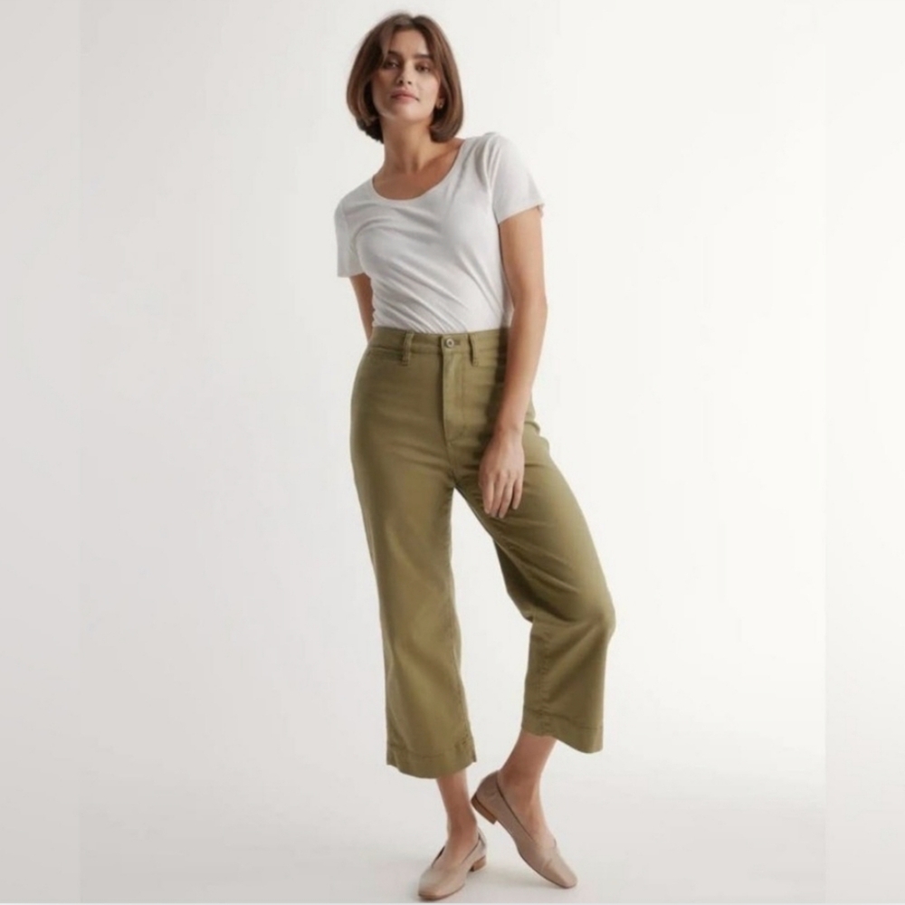 Quince Olive Ankle Cropped Pants